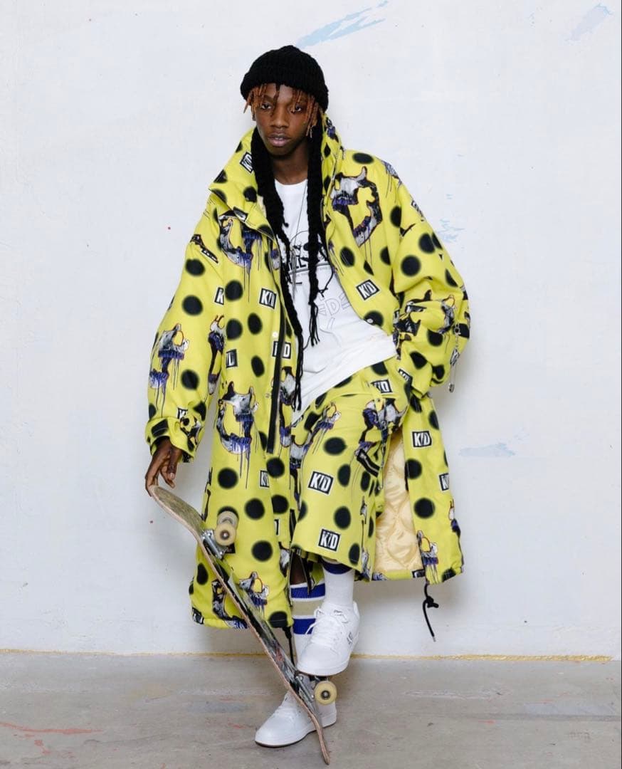 ジャケット・アウター KIDILL SKULL PRINT MODS COAT YELLOW