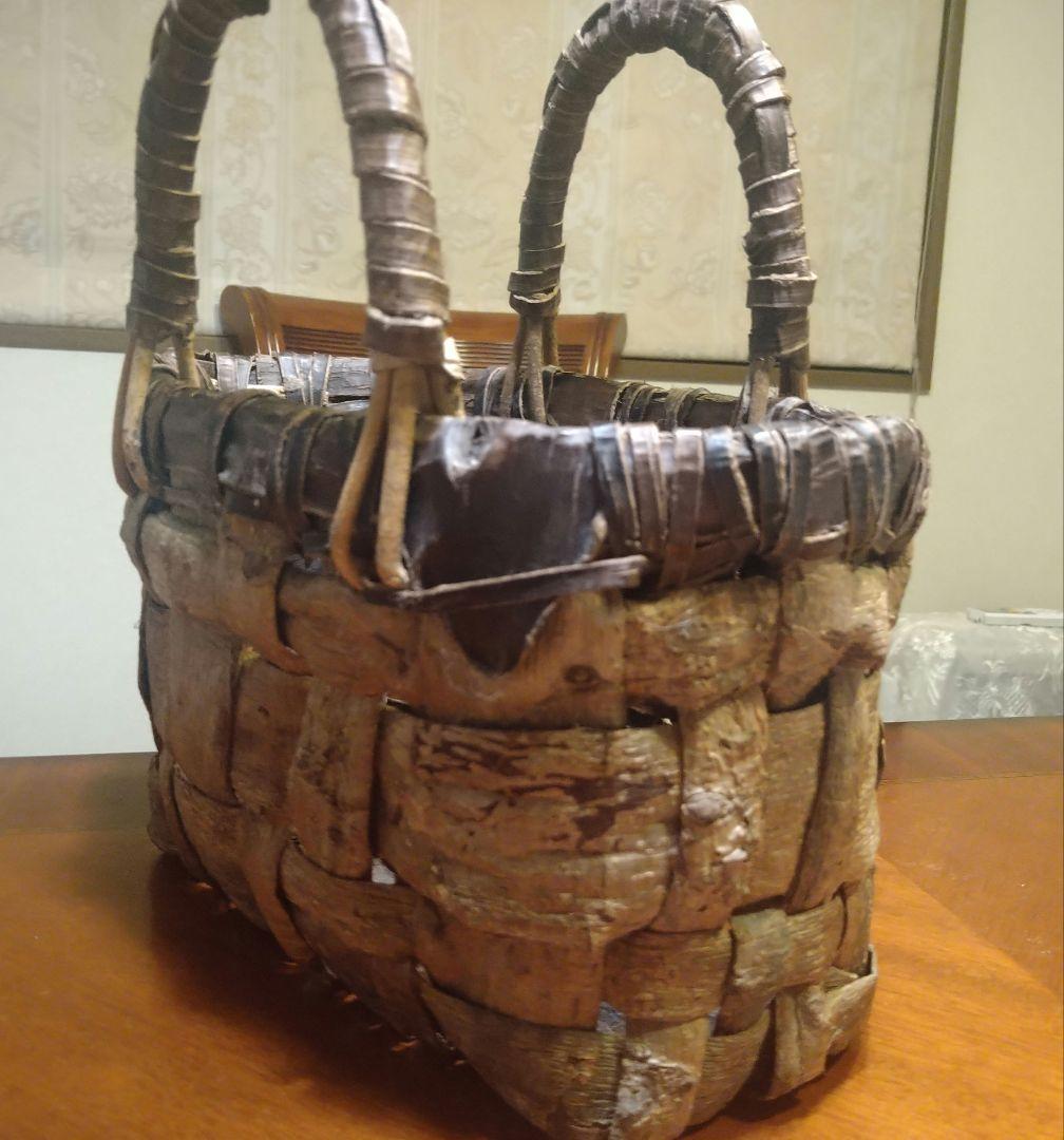 ☆天然素材☆国産（山形県飯豊町）手作り＊かごバッグ＊ヴィンテージ