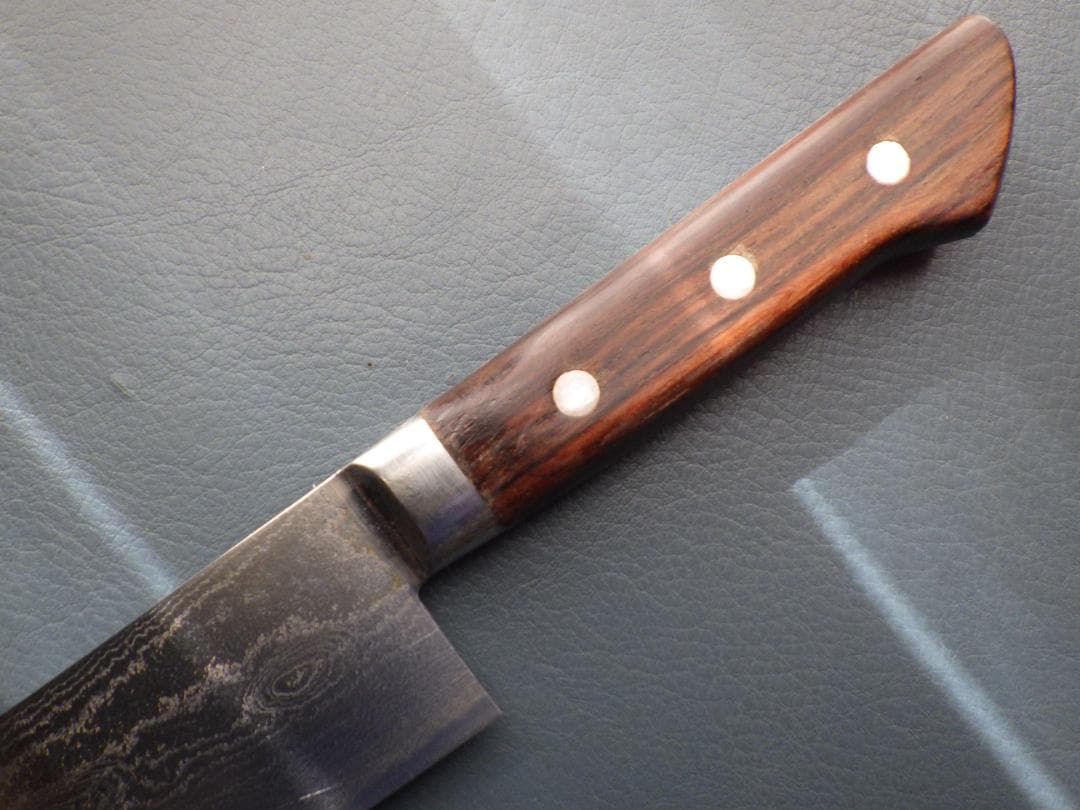 日本橋/木屋49層墨流スーパーゴールド粉末鋼包丁★黒檀柄★ダマスカス