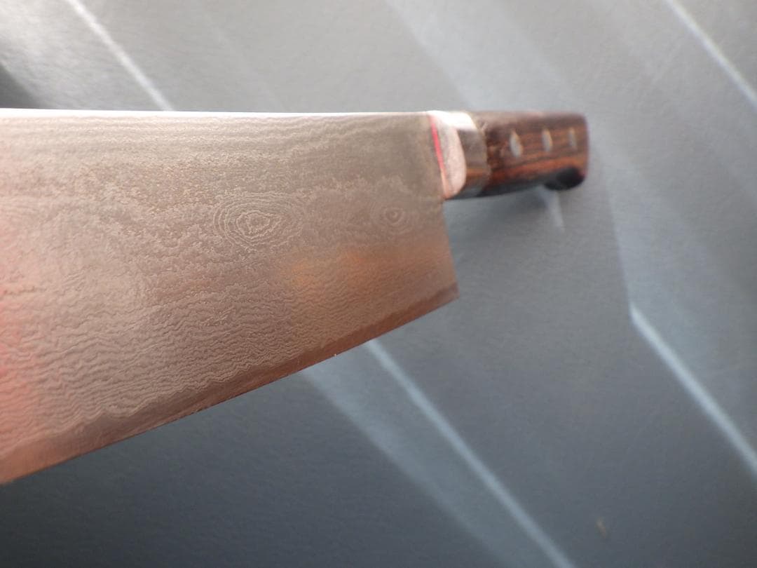 日本橋/木屋49層墨流スーパーゴールド粉末鋼包丁★黒檀柄★ダマスカス