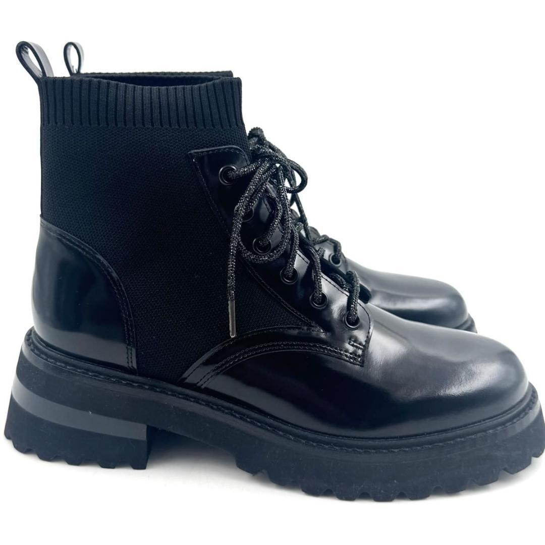 ⭐未使用⭐スタッカート　リード　ニット　コンビ　レースアップ　ブーツ　24.5