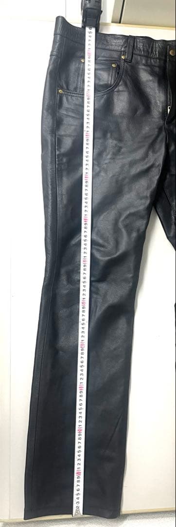 63 Leathers ブラックレザーパンツ 38 ブーツカット