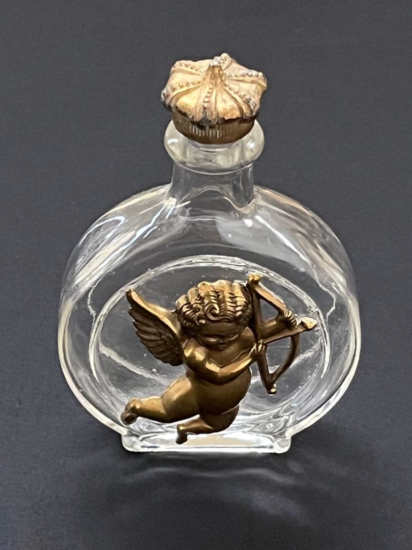 ୨*୧様 アンティークヴィンテージ 香水瓶天使キューピッド 真鍮装飾 ガラスボト