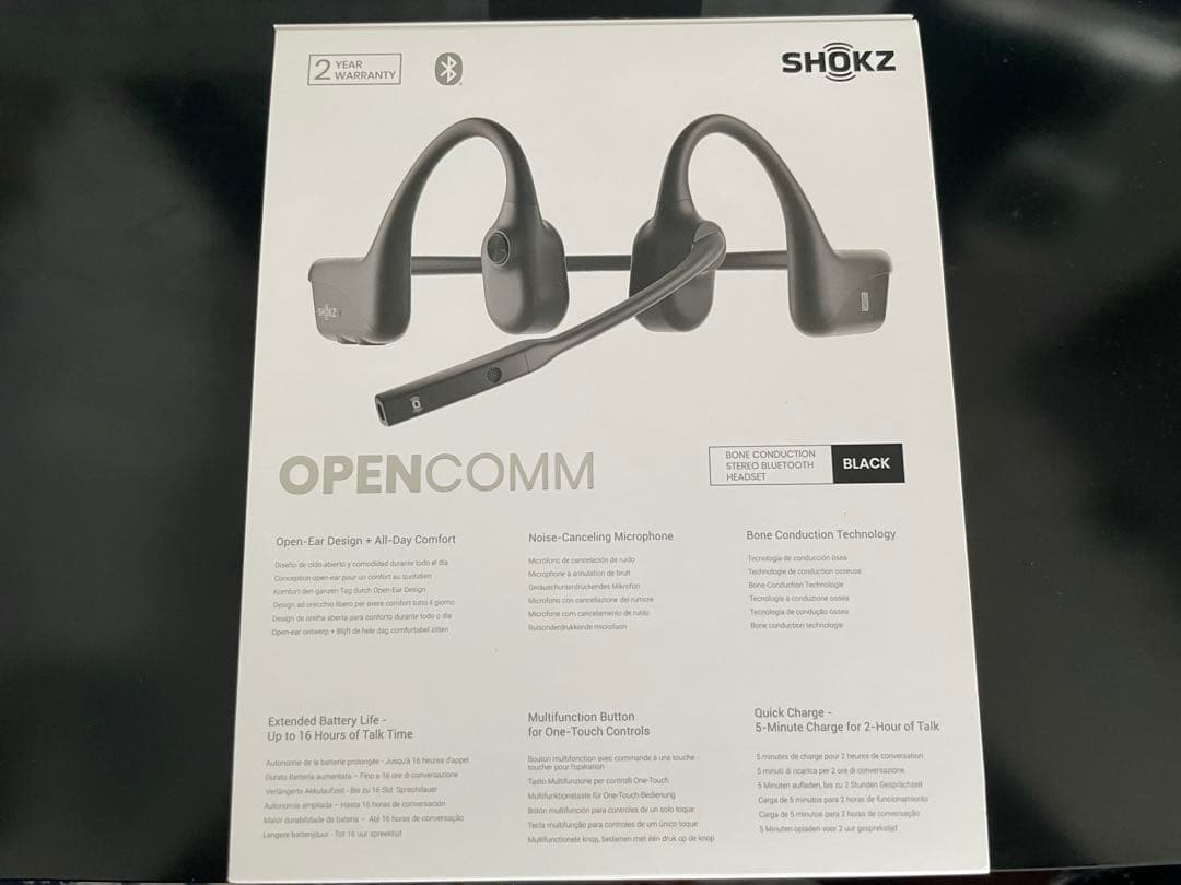 Shokz OPENCOMM骨伝導イヤホン ブラック ビジネスヘッドセット