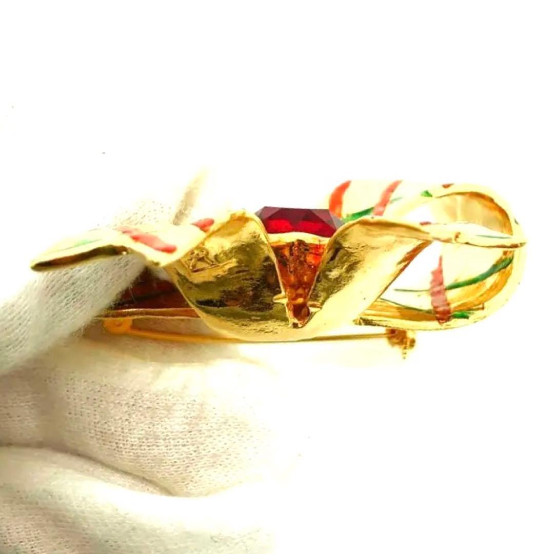 新品同様✨イヴサンローラン ブローチ コサージュ　リボンモチーフ