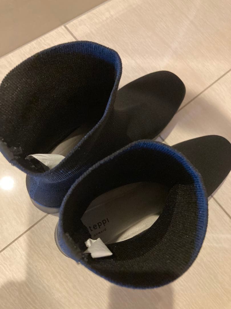 steppiステッピィ　プラットフォームストレッチブーツ黒ブラック24.5/6H