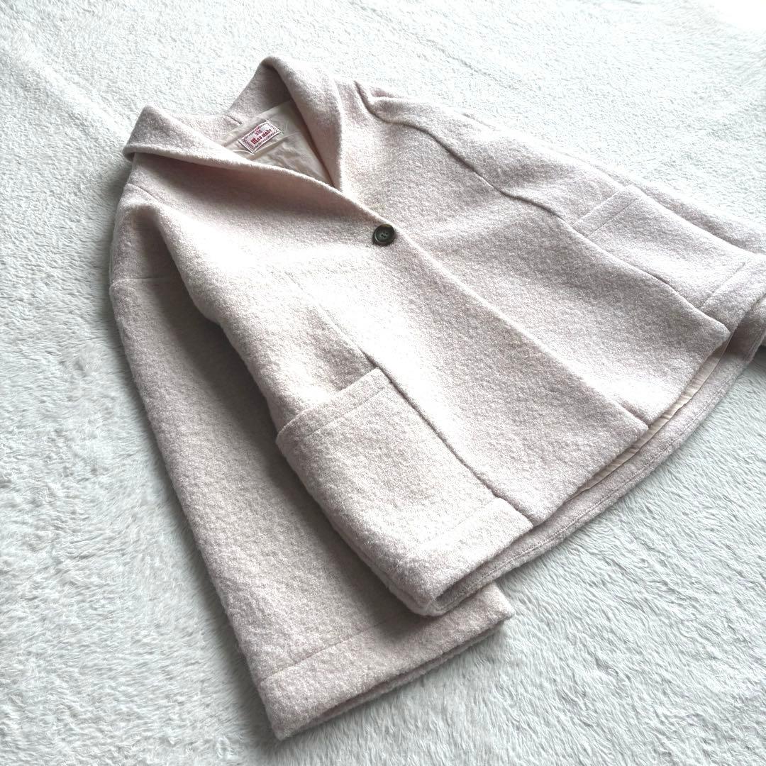 極美品 マオメイド 24AW プレスウール ショールカラー ショート丈 コート