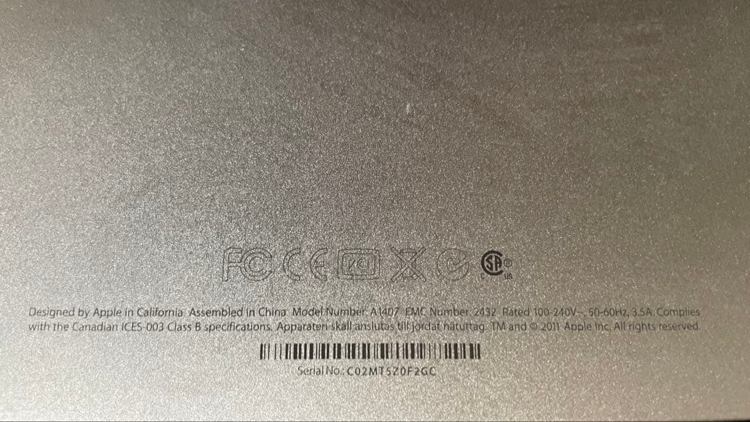 apple ディスプレイモニター27インチ　A1407