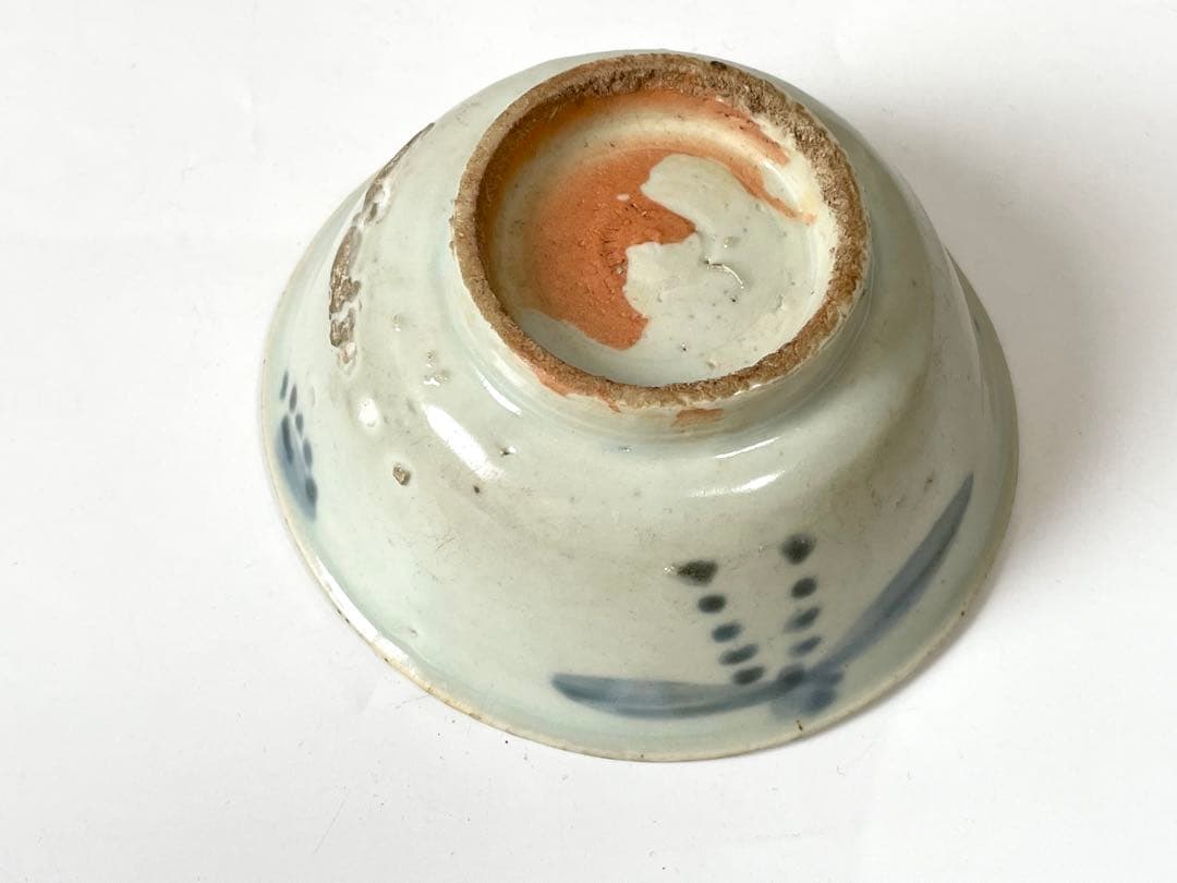 アンティーク　骨董　中国骨董　染付　海あがり　小碗　盃　カップ　古染付　明染付