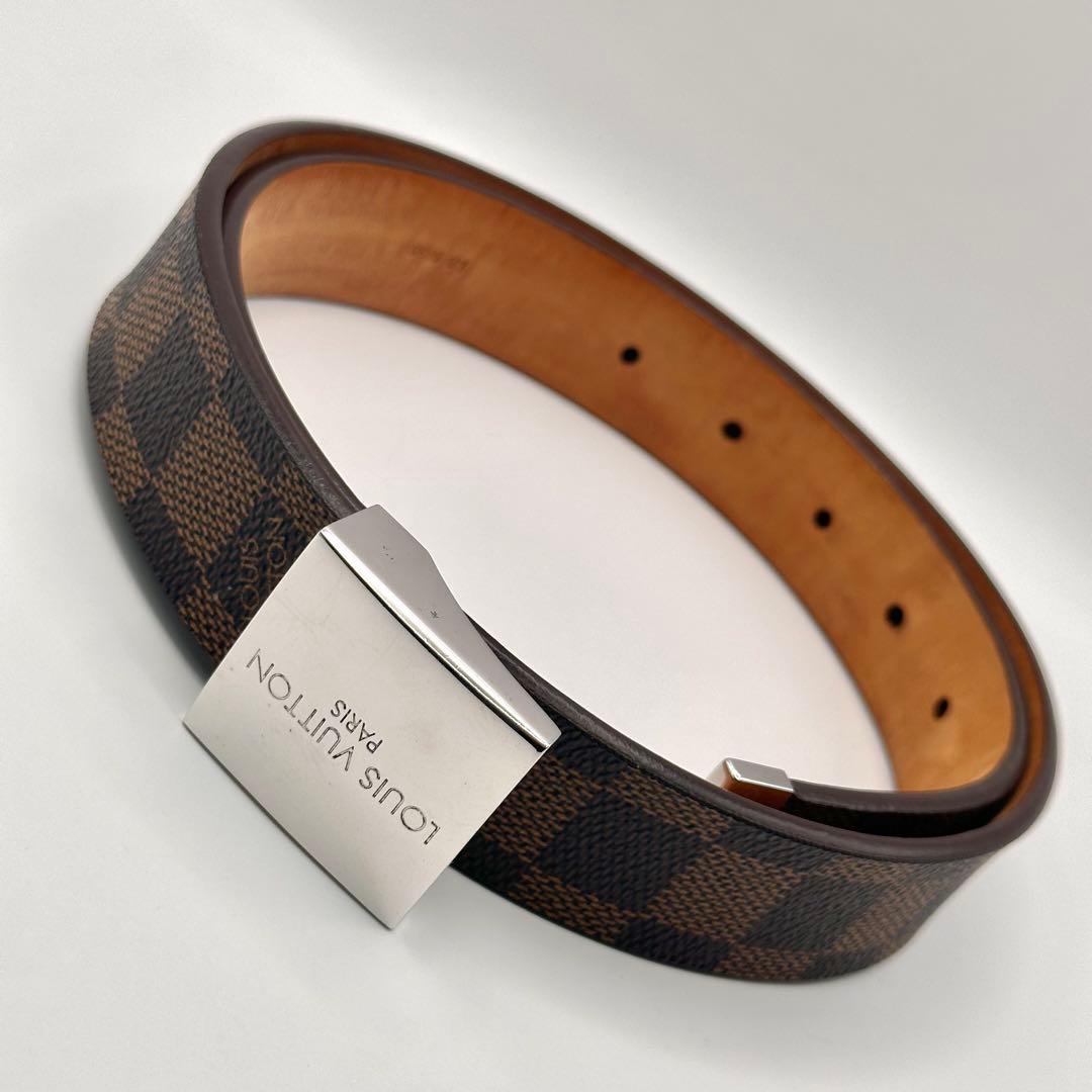 【良品】LOUIS VUITTON サンチュール キャレ ダミエ エベヌ ベルト