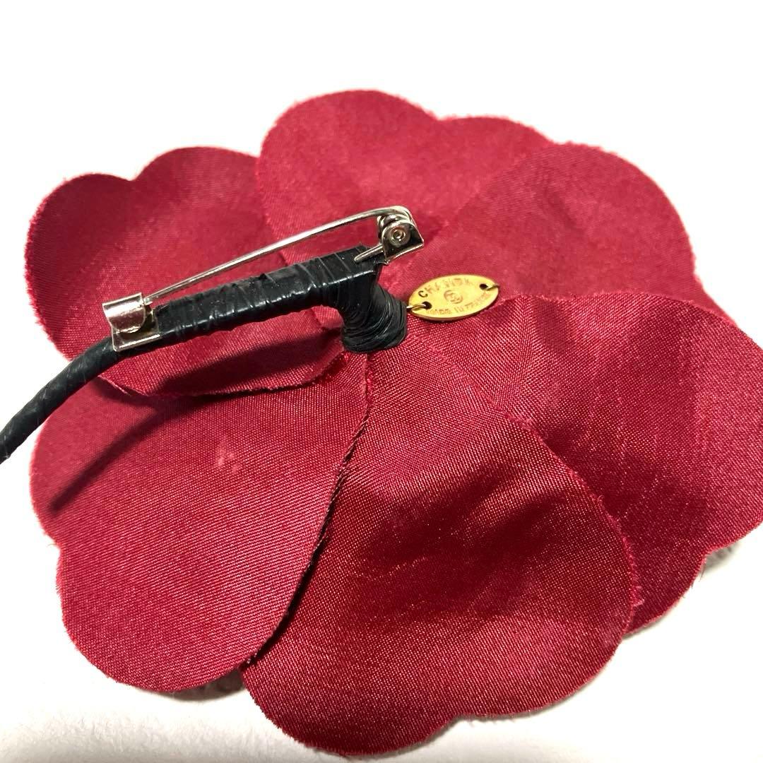 【ヴィンテージ】シャネル カメリア コサージュ ベロア ワインレッド