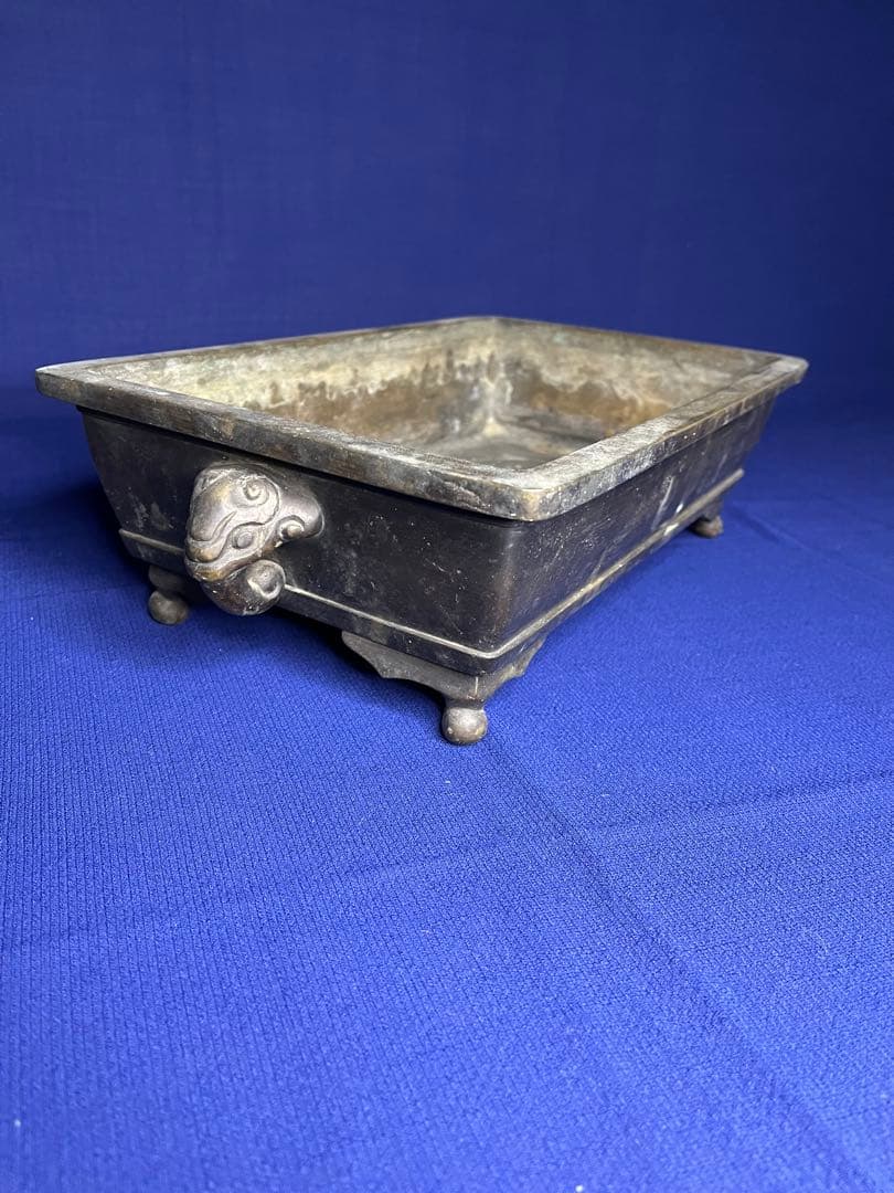 水盤　花器　約3キロ　古銅　真鍮　中国古美術　骨董