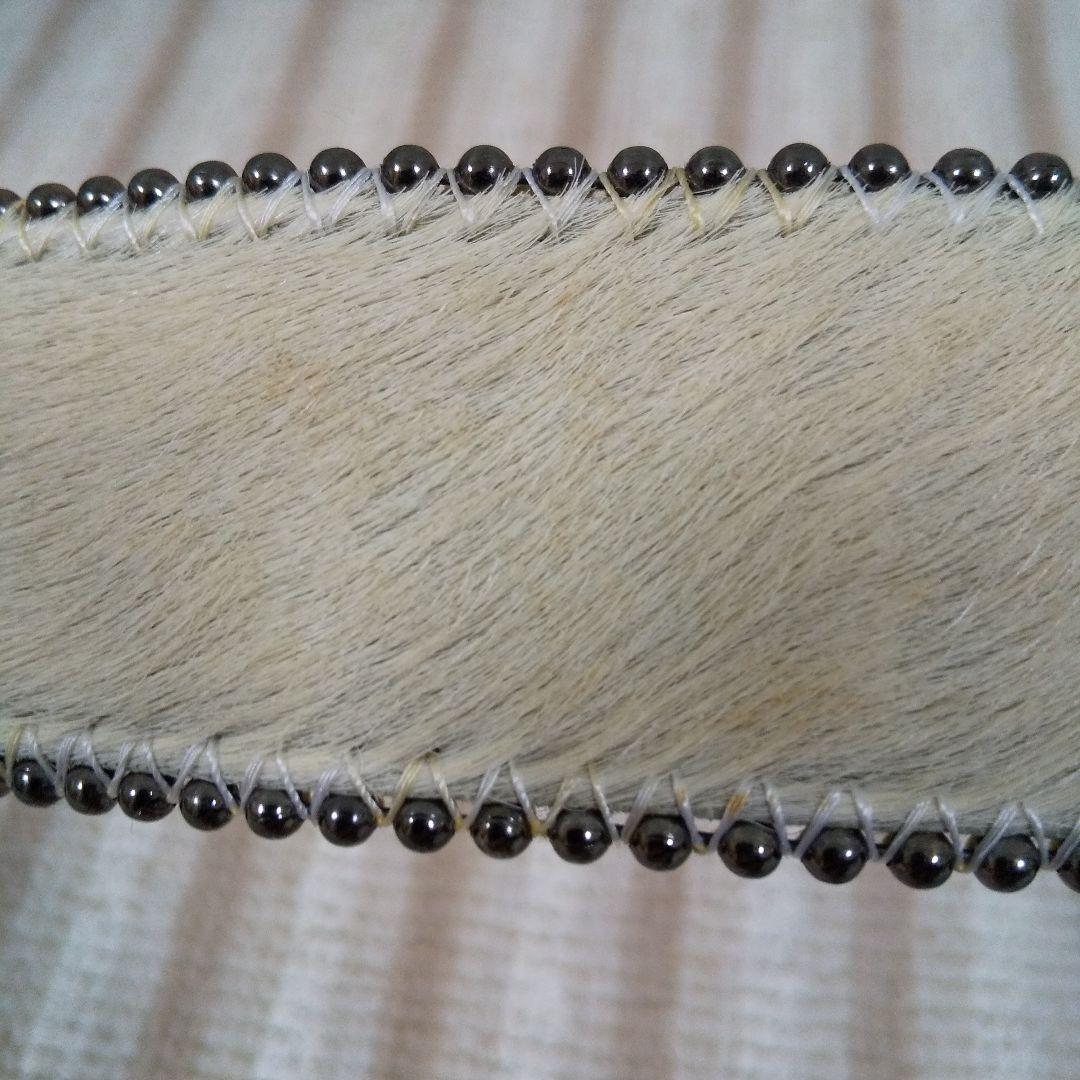 希少 新品未使用 馬革 ハラコ スタッズ ベルト ホワイト 白 レザー 本革