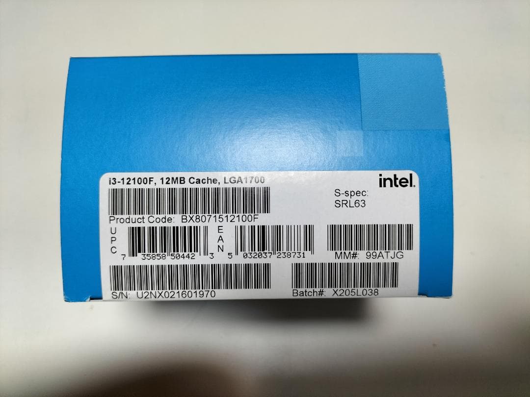 Intel Core i3-12100F CPU 12世代