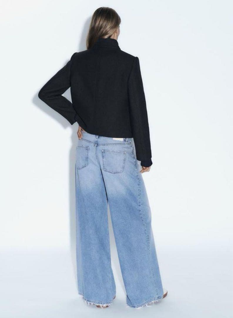 新品 ZARA ハイネック ショート ダブルブレストコート M ラスト1点♪