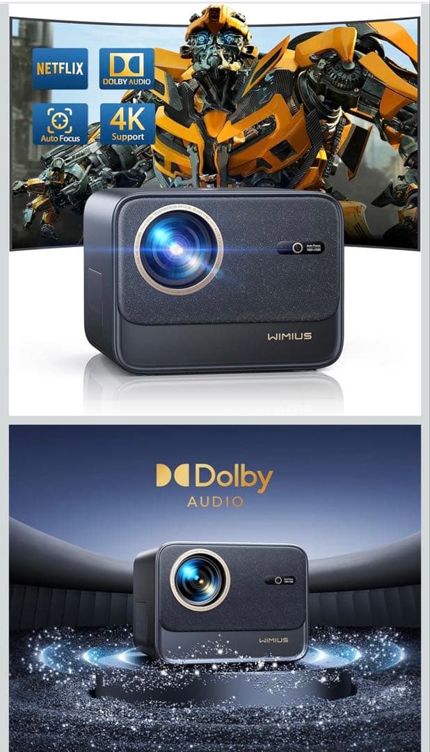 【進級プロ版Netflix公式】WiMiUS 4Kプロジェクター 4K本体