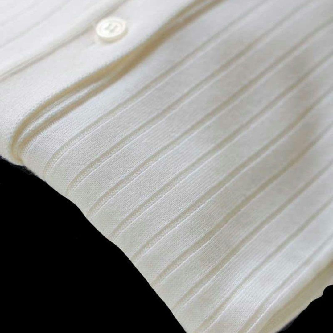 レディース ジョンスメドレー メリノウール リブ編み 襟付きカーディガン