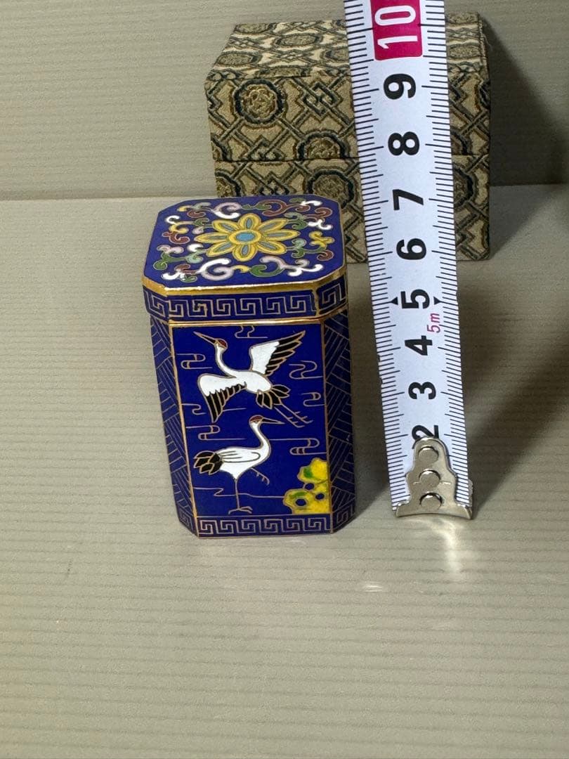 2161 七宝焼　景泰藍　鶴文　小物入れ　2客
