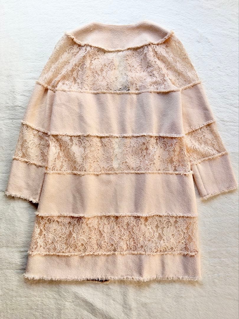 エドワードアシュールEDWARD ACHOUR レース　装飾　ロングカーディガン