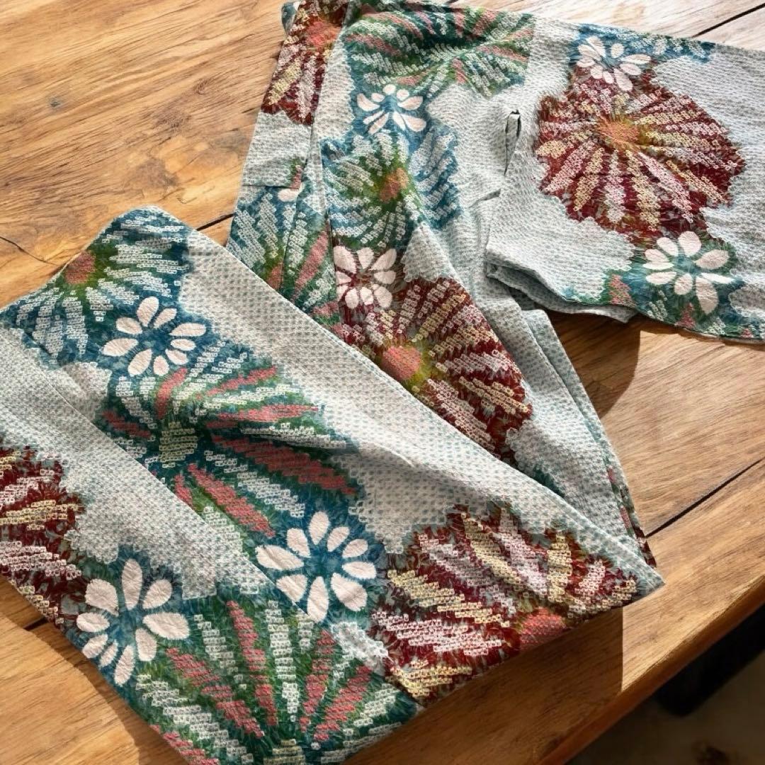 美品　有松絞り　総絞り　浴衣 夏物　パステル