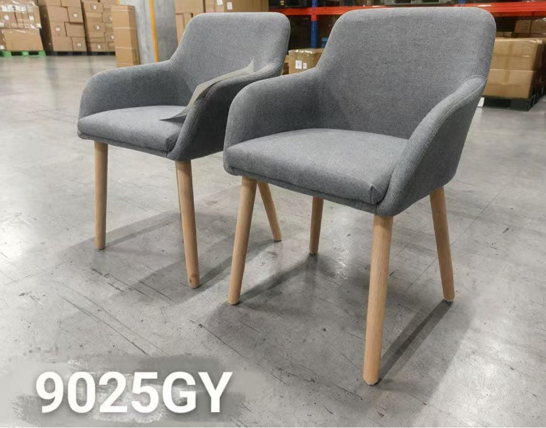 新品ダイニングチェア グレー4脚セット 布張り北欧風デザインファブリック製