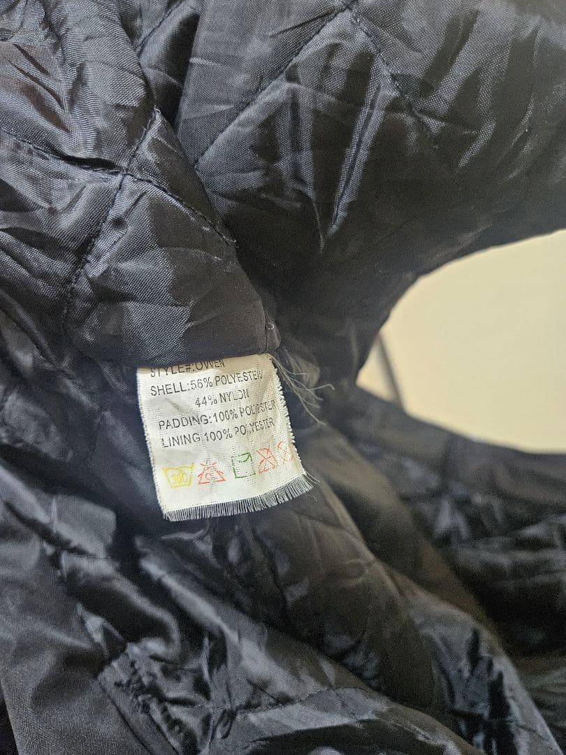 STONE  フーデッド中綿ミドルコート ブラック ダブルジップ