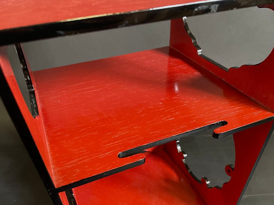 【美品】「母」 江戸千家 一元斎好 雪輪棚 朱漆 柿合わせ 元箱 （212あ⑤）