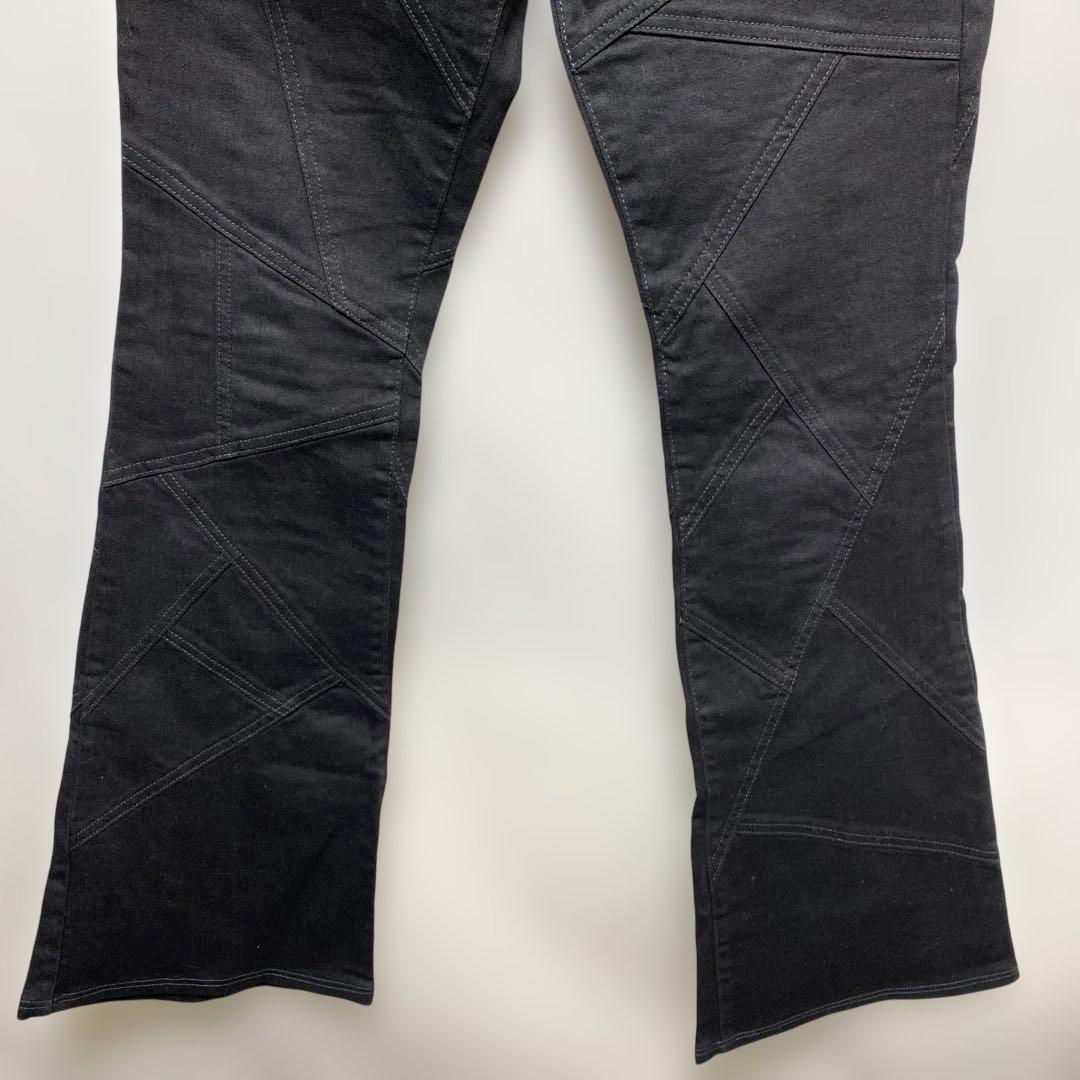 フレア　631-8217003 ストレッチ　ブラック　デニム　パッチワークy2k