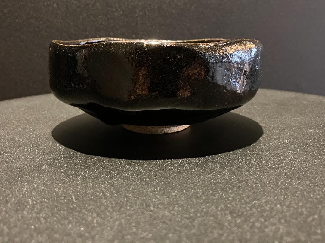 【真作保証】三代 中村道年 作 黒楽茶碗 共箱・黄布付 八事窯 茶道具 抹茶碗