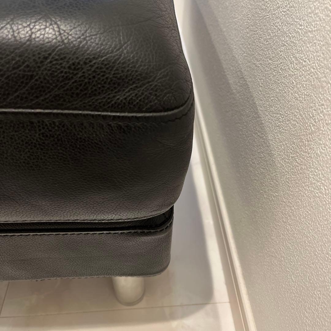 無印良品　オットマン　ブラックレザー