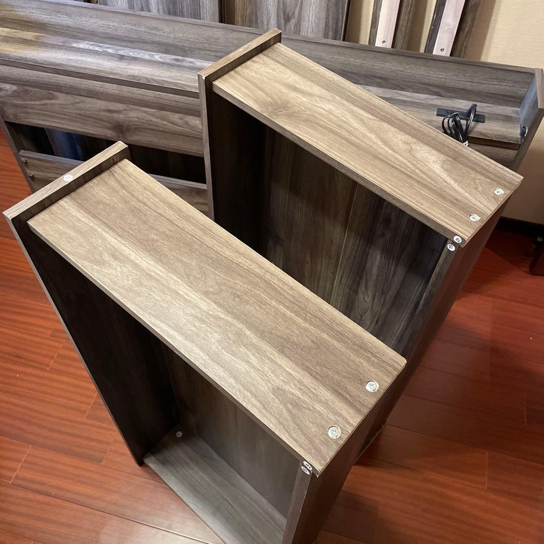 【引き取り限定】ダブルベッドフレーム ダークグレー　引出し収納　コンセント付き