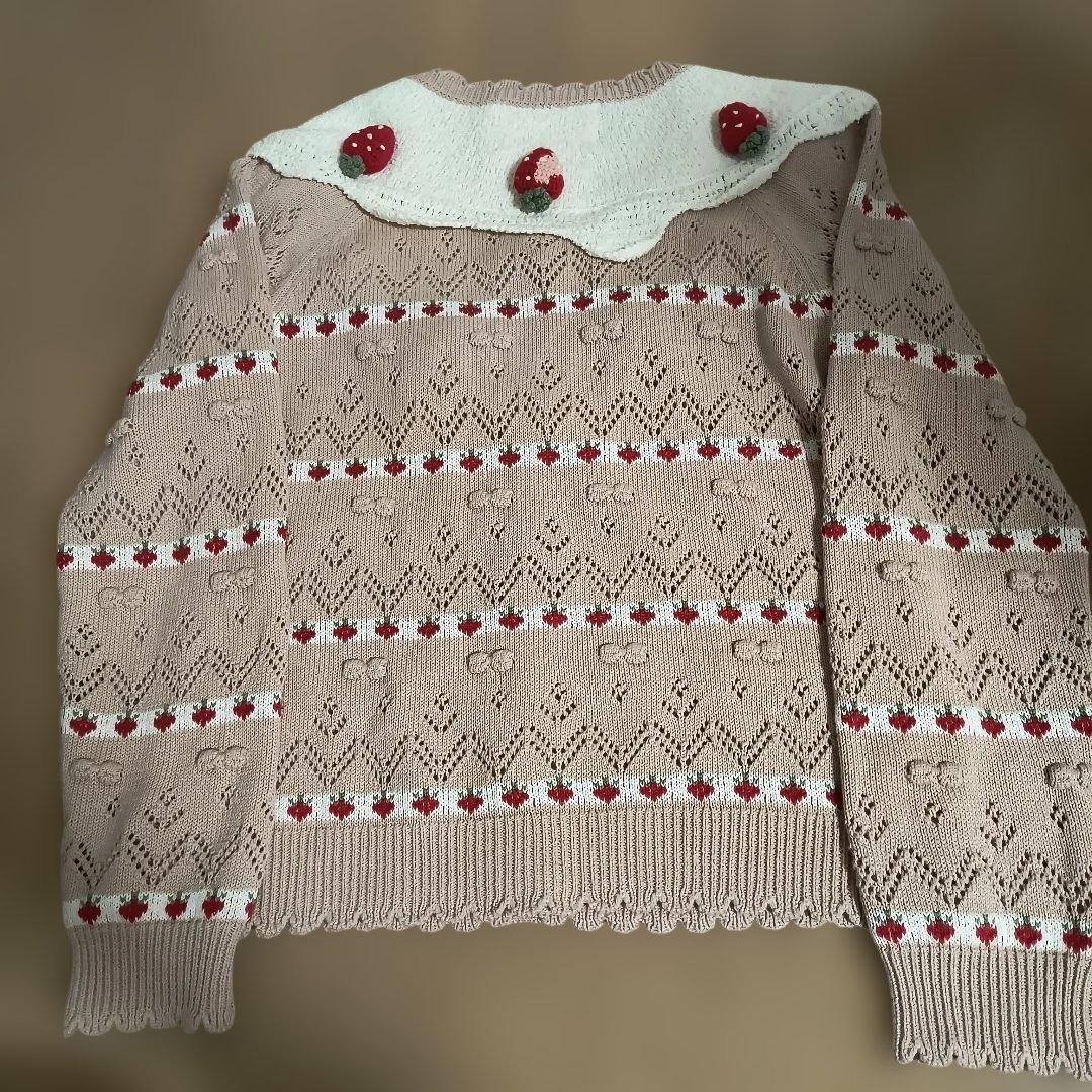 PINK HOUSE いちごモチーフ綿素材 春用カーディガン（新品、保管品）