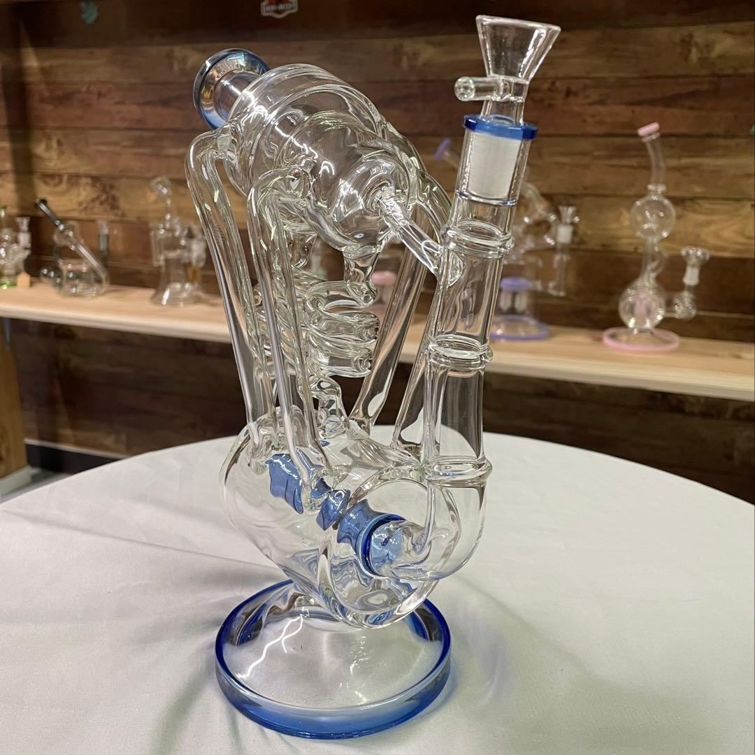 ☆送料無料☆中大型 リサイクラー ガラスボング 高さ約27cm 水パイプ