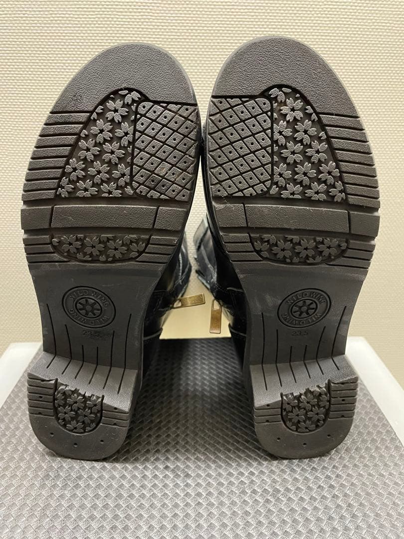 厚底牛革レディースバイク用ショートブーツ