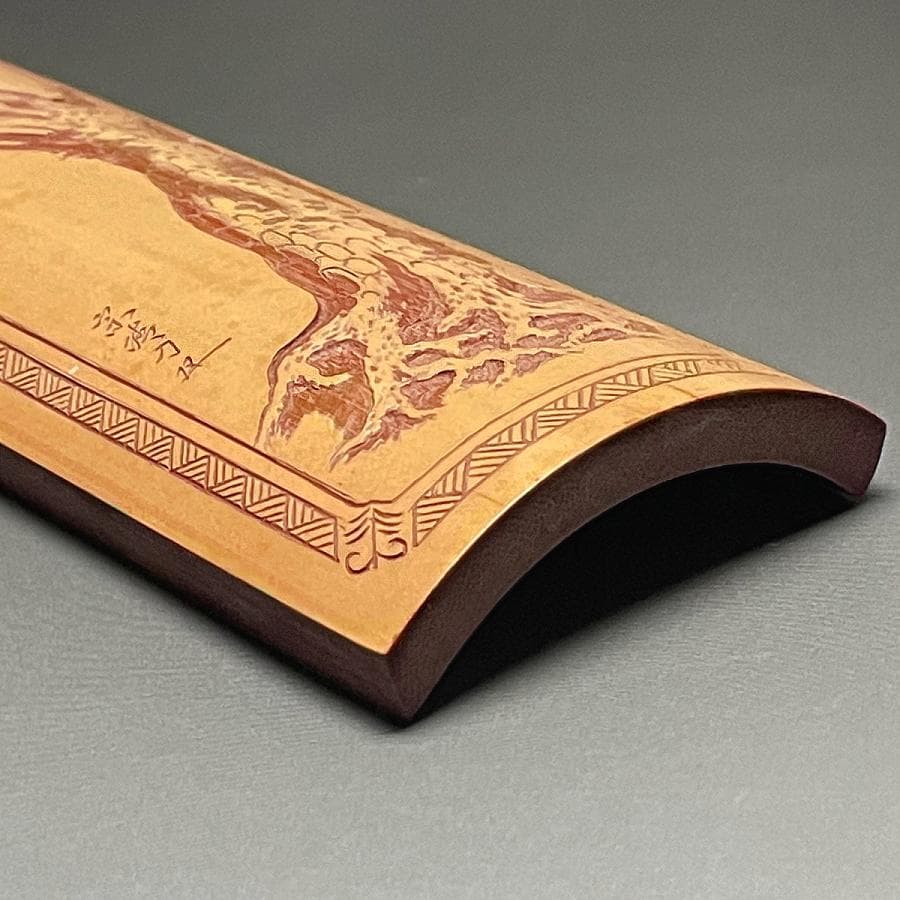 【茶道具/茶合】 茶量 茶道 竹 細密彫刻 煎茶道具 茶道具