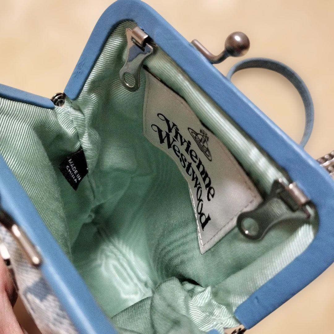 花柄スマホショルダーバッグ 青色デニム　フリンジ　ヴィヴィアンウエストウッド