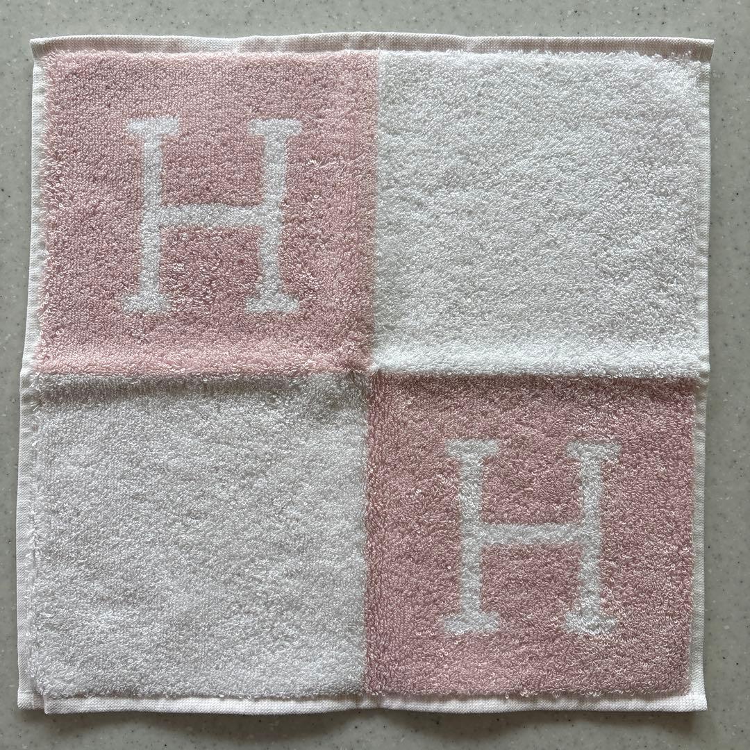 HERMES Hロゴ ハンドタオル ピンク エルメス
