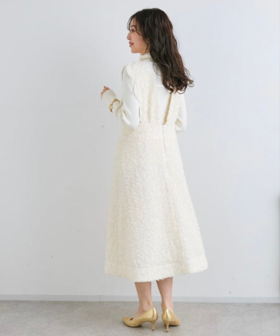 【新品】スカラップフレアジャンドレ ワンピース ジャンスカ ジャンパースカート