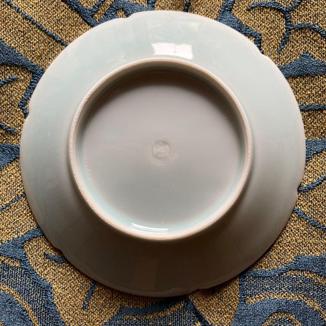 人間国宝重要無形文化財　塚本快示　青白磁銘々皿5客　快山窯　13.3×2.2CM