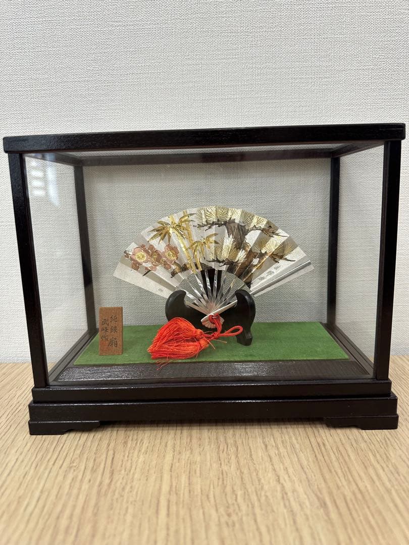 純銀製飾り扇　武峰作　純銀細工