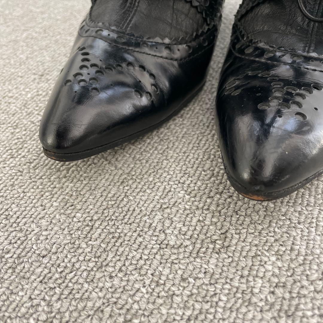 ジバンシィ　ブラックレザー ニーハイブーツ ウェッジヒール