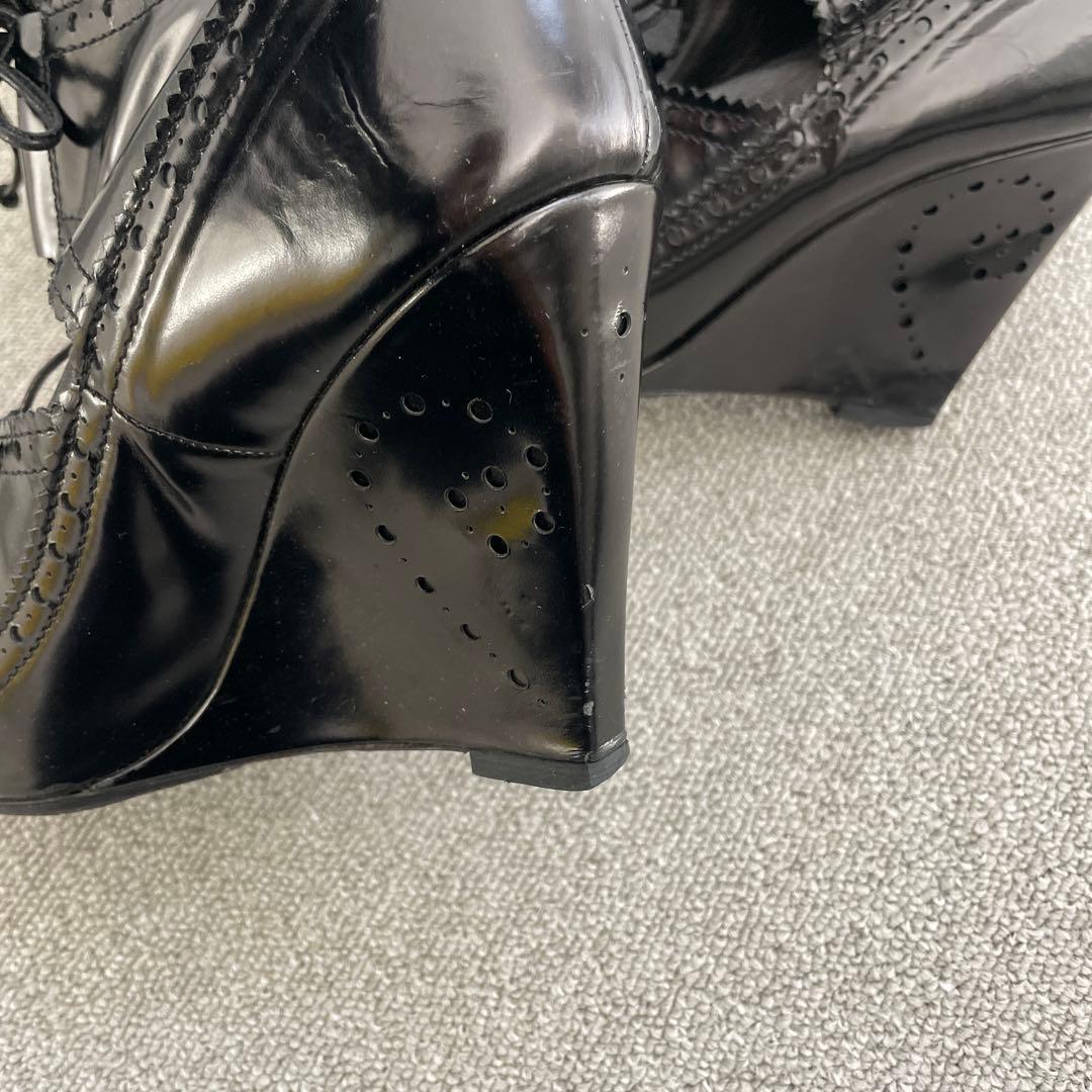 ジバンシィ　ブラックレザー ニーハイブーツ ウェッジヒール