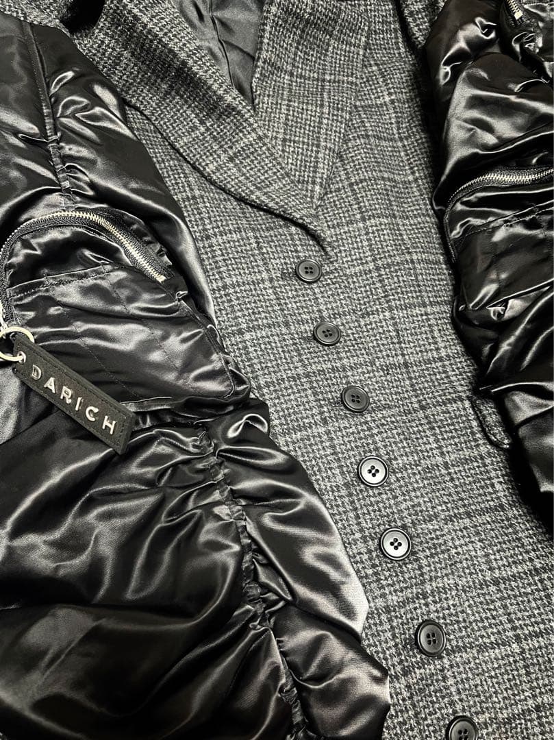 Darich 異素材リメイクデザインオーバーサイズma-1チェックコート