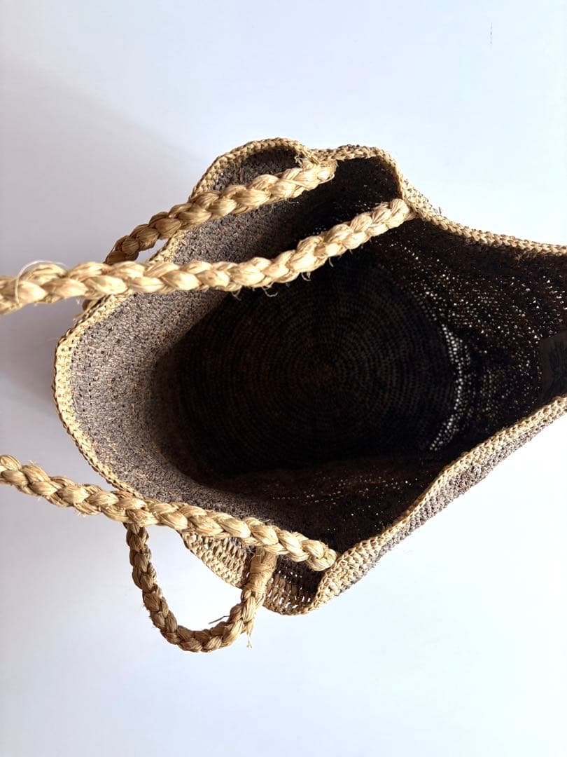 made in mada 【24SS】MOUMOUNEバイカラー ラフィアバッグ