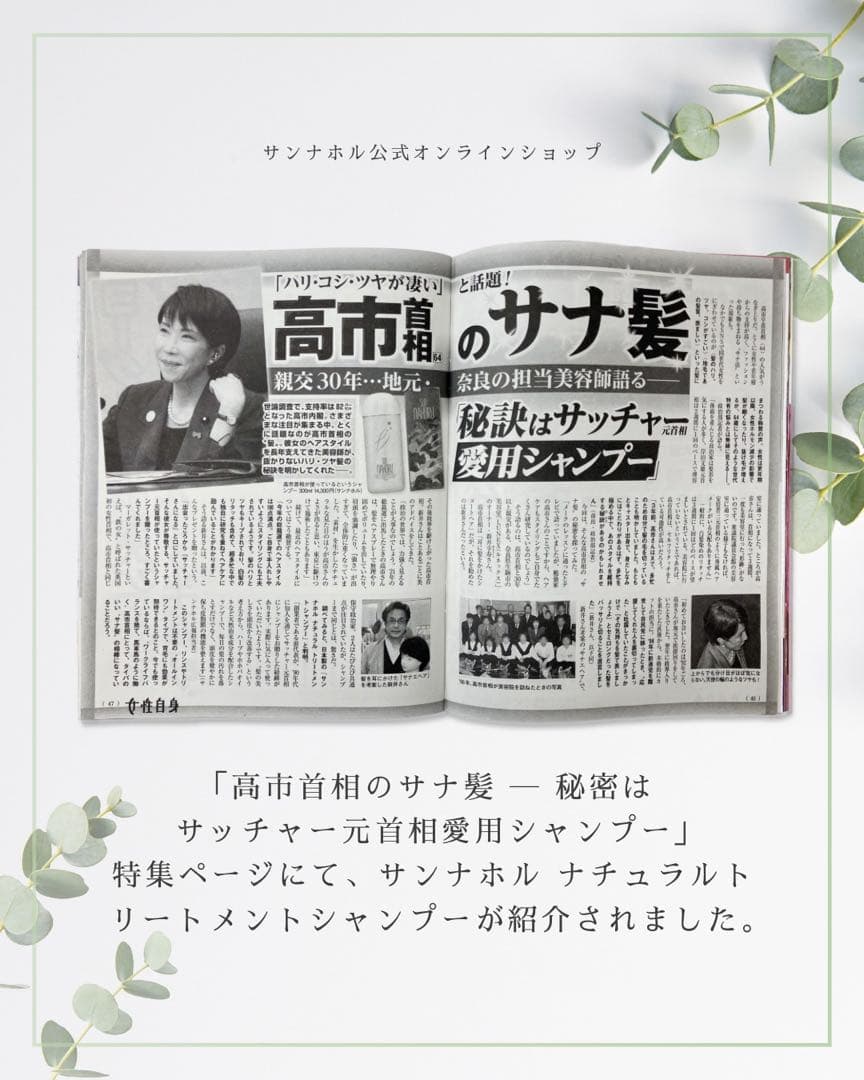 サンナホル　ナチュラルトリートメントシャンプー300ml2本　分包商品説明書付き