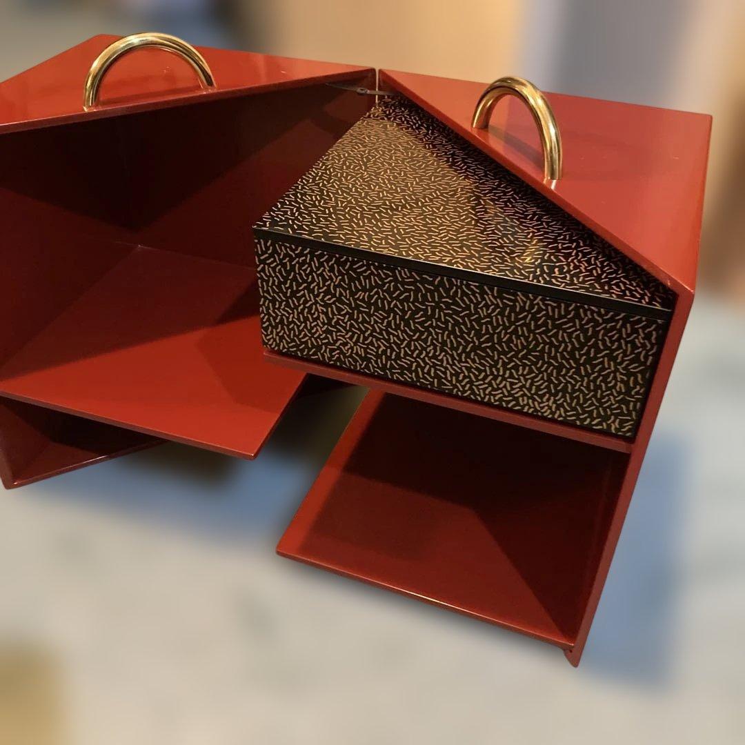 コシノヒロコ 重箱セット　おかもち　3段重　持ち手金　マルチケース　（01）