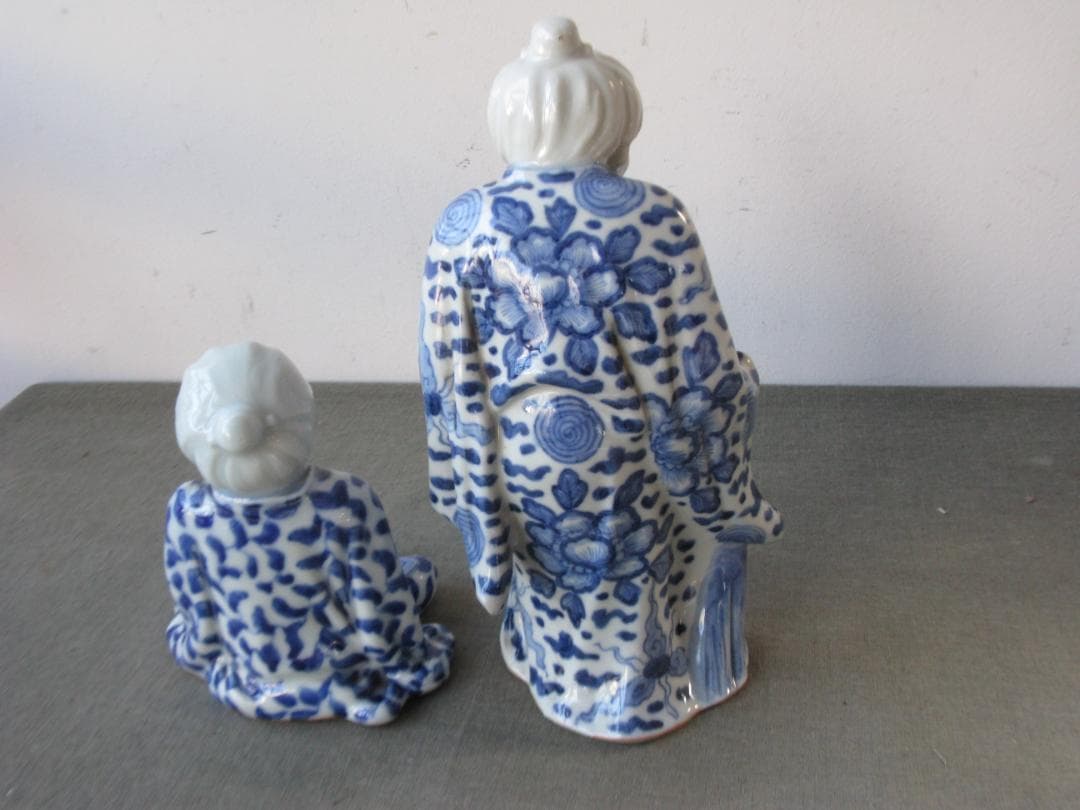 ☆　九谷焼　染付　陶磁器人形　縁起物　昭和レトロ　レア　☆