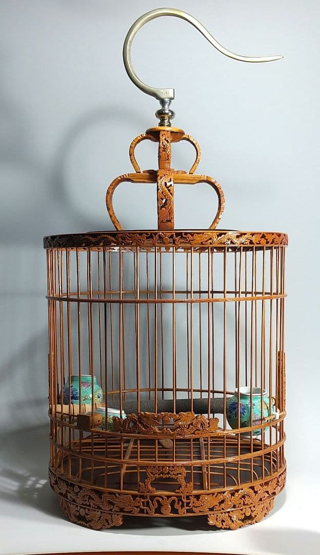 竹製 鳥籠 龍(ドラゴン)の透かし彫 38頭