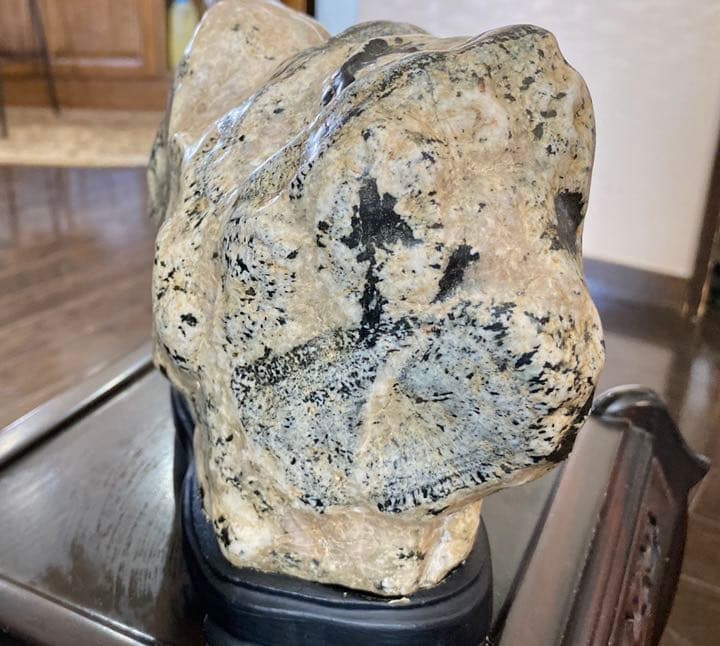 骨董品☆貴重！ナポレオン原石鑑賞石(また時計石)台座付