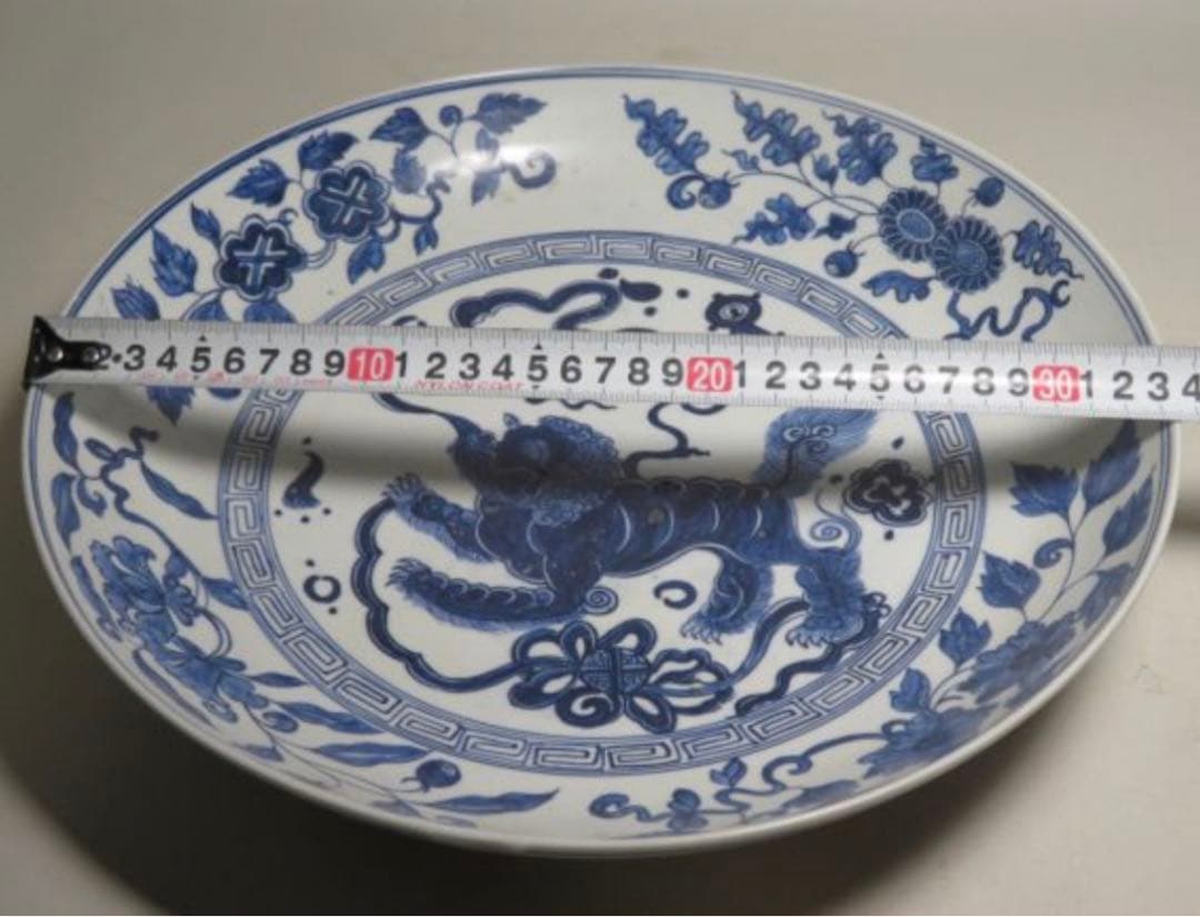 「旧家蔵出し」明時代　宝尽くし獅子紋大盤　中国美術